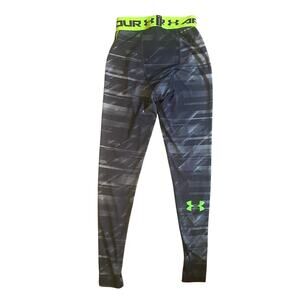 Under Armour Leggings Women's Size S Gray/Green Compression Heatgear